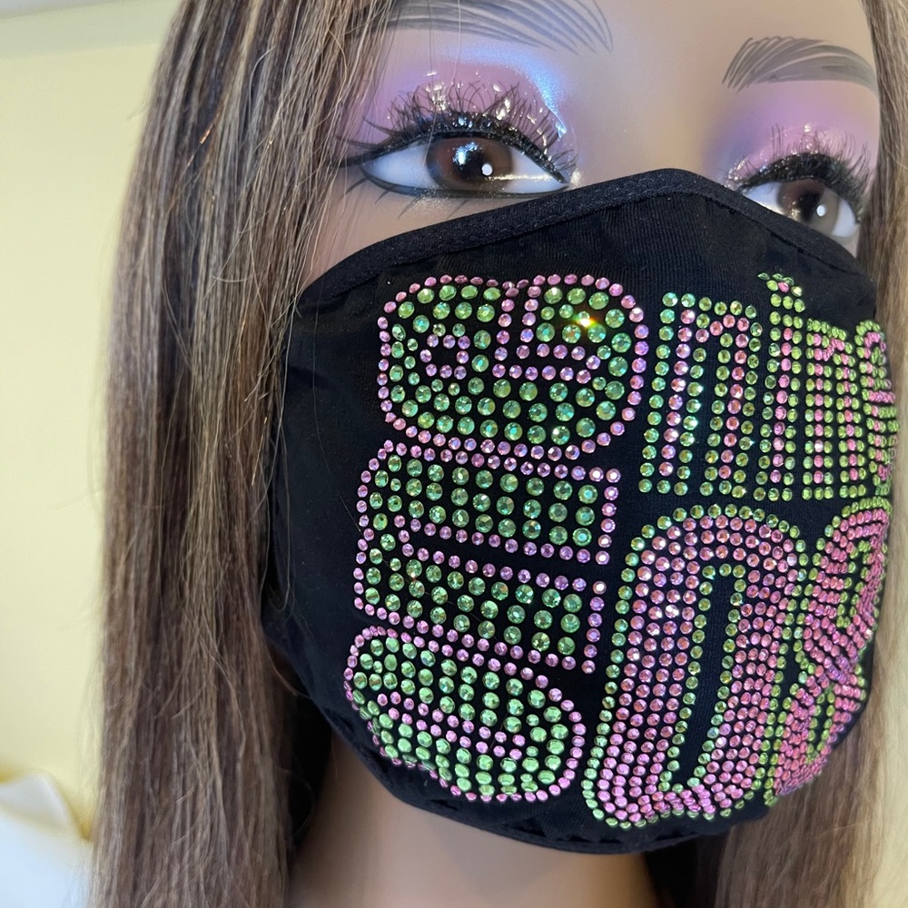 Alpha Kappa Alpha 1908 Bling Rhinestone Face Mask - Picture 4 of 6